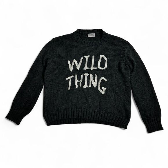 Wooden Ships “Wild Thing” Black Mohair Wool Blend Knit Sweater M/L Cabincore - Picture 2 of 12